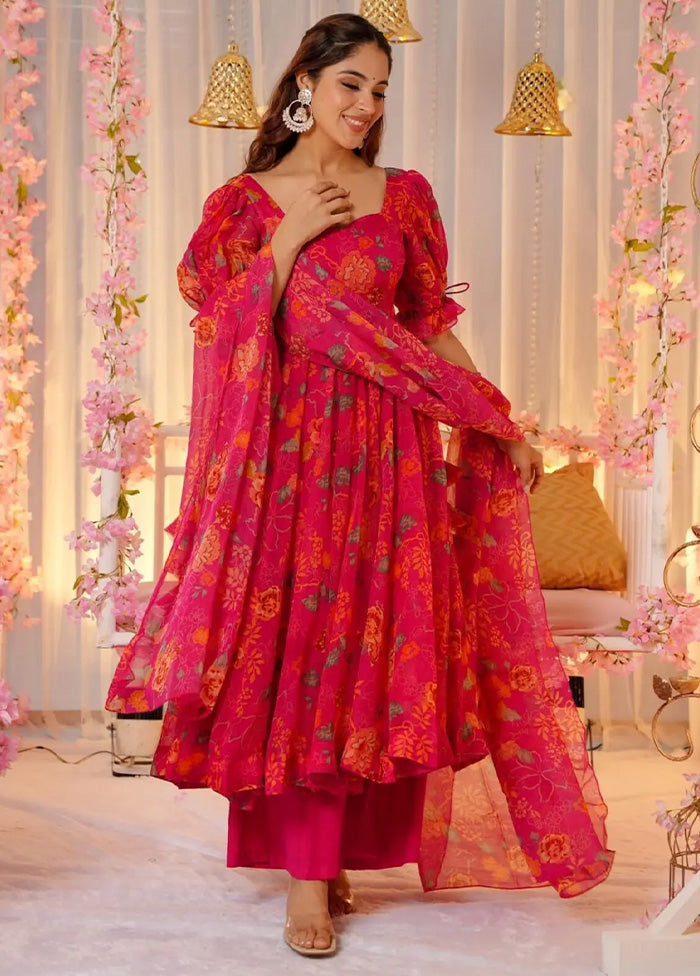 3 Pc Pink Readymade Silk Suit Set Free Shipping Order