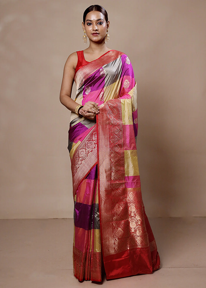 Yellow Handloom Katan Pure Silk Saree With Blouse Piece Top Quality For Sale