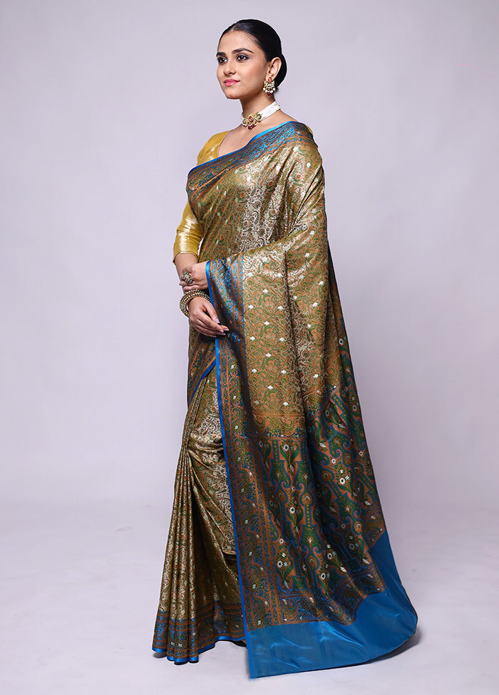 Mehendi Tanchoi Silk Saree With Blouse Piece Discount Online Online