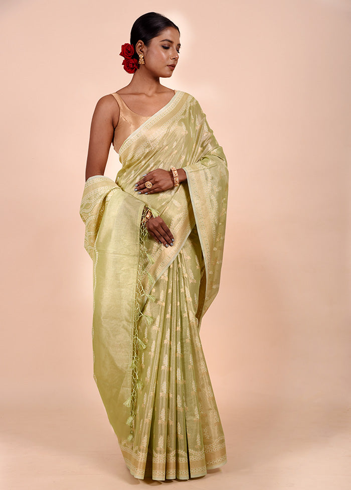 Green Tissue Silk Saree With Blouse Piece Free Shipping Discounts