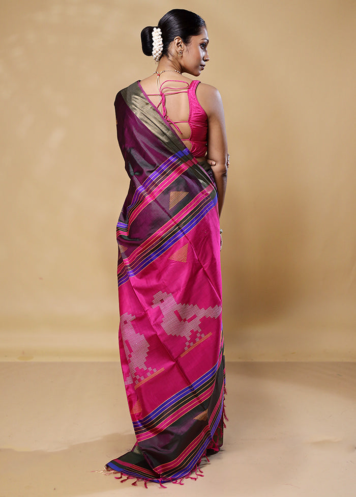 Violet Kalakshetra Kanjivaram Silk Saree With Blouse Piece Cheap Sale Supply