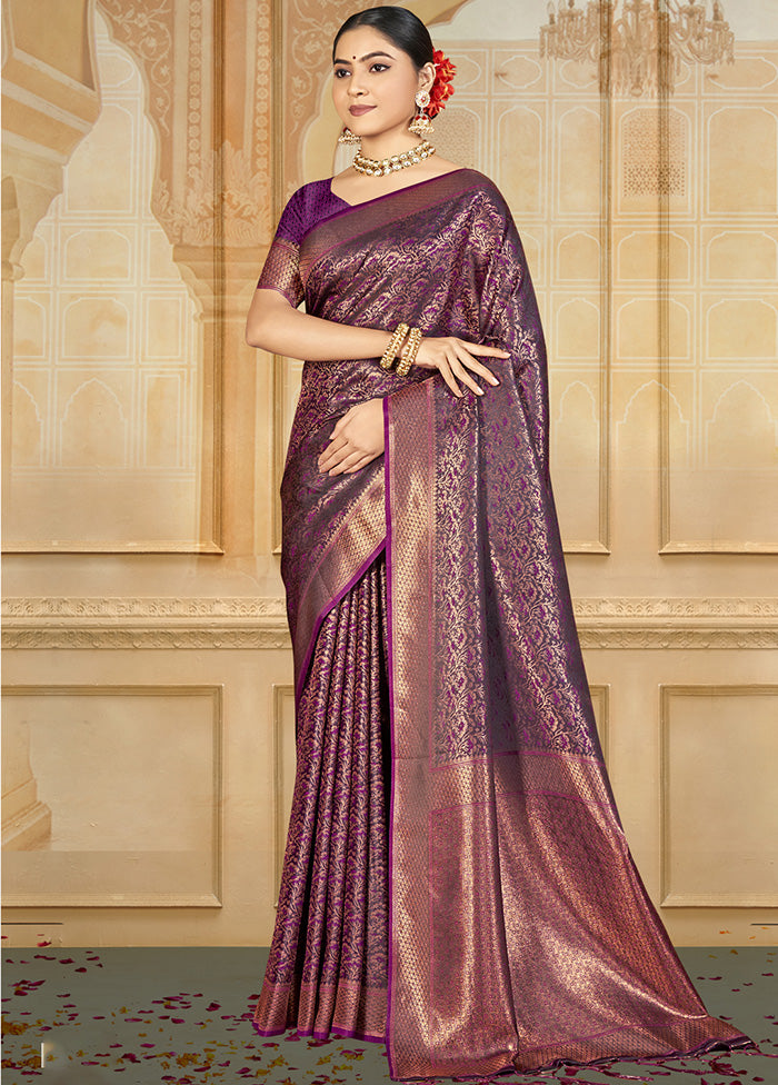 Purple Spun Silk Saree With Blouse Piece Tumblr Online