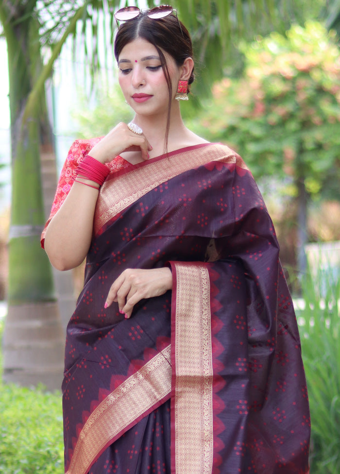 Brown Tussar Silk Saree With Blouse Piece Clearance New Arrival