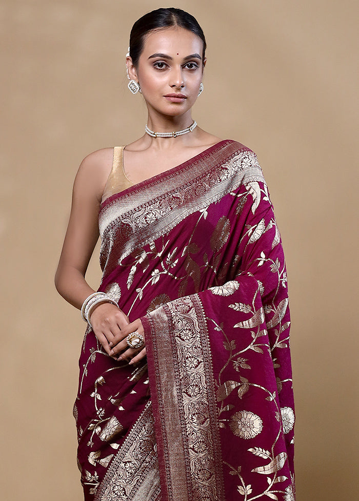 Maroon Georgette Saree With Blouse Piece Discount Pices