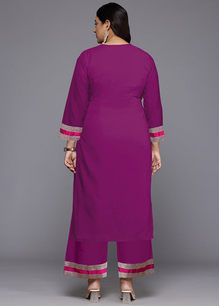 2 Pc Purple Readymade Silk Kurti Set Clearance Cost