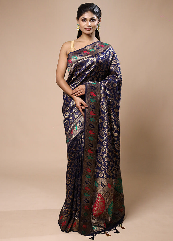 Blue Dupion Silk Saree With Blouse Piece Buy Cheap Best Pices