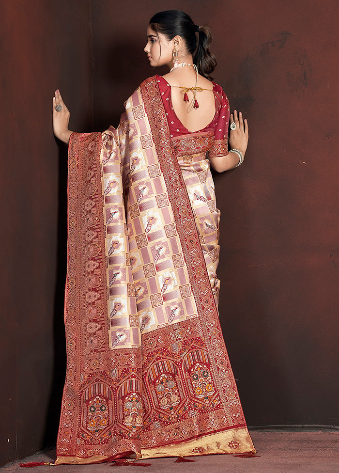 Maroon Banarasi Silk Saree With Blouse Piece Limited Edition Online