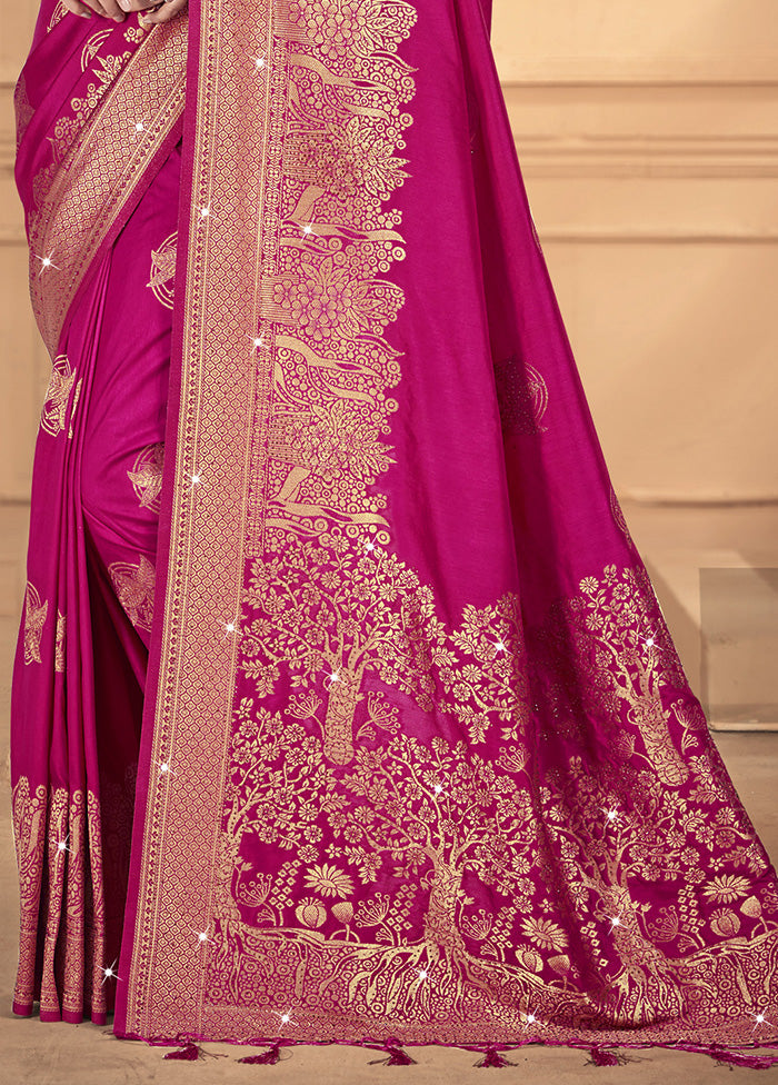 Pink Spun Silk Saree With Blouse Piece Release Dates Cheap Online