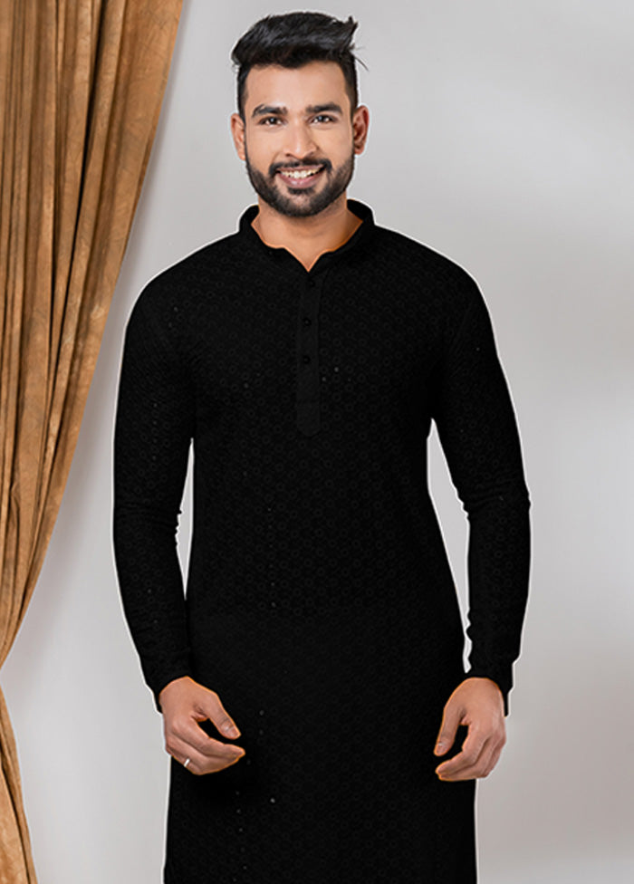 Black Silk Kurta And Pajama Set Outlet Best Sale