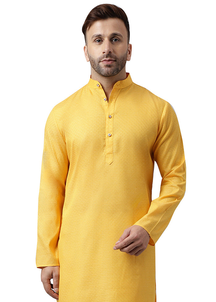 Yellow Silk Jacquard Kurta Buy Cheap Choice