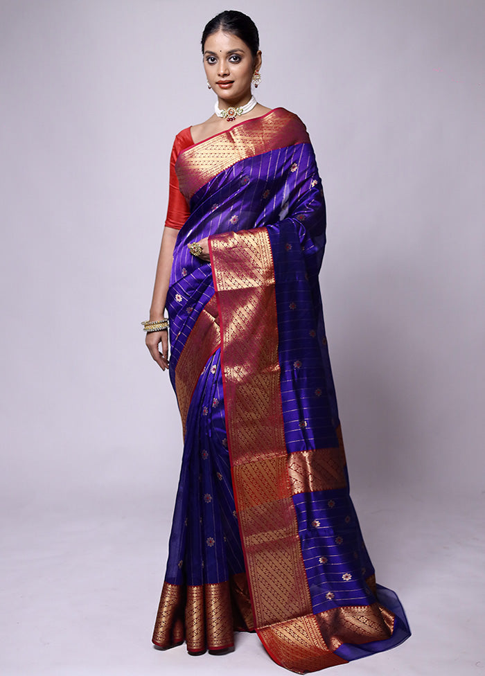 Blue Handloom Chanderi Pure Cotton Saree With Blouse Piece Clearance Largest Supplier