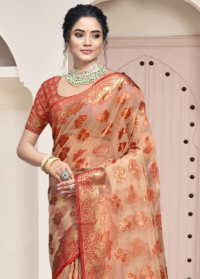 Multicolor Organza Saree With Blouse Piece Clearance Pices