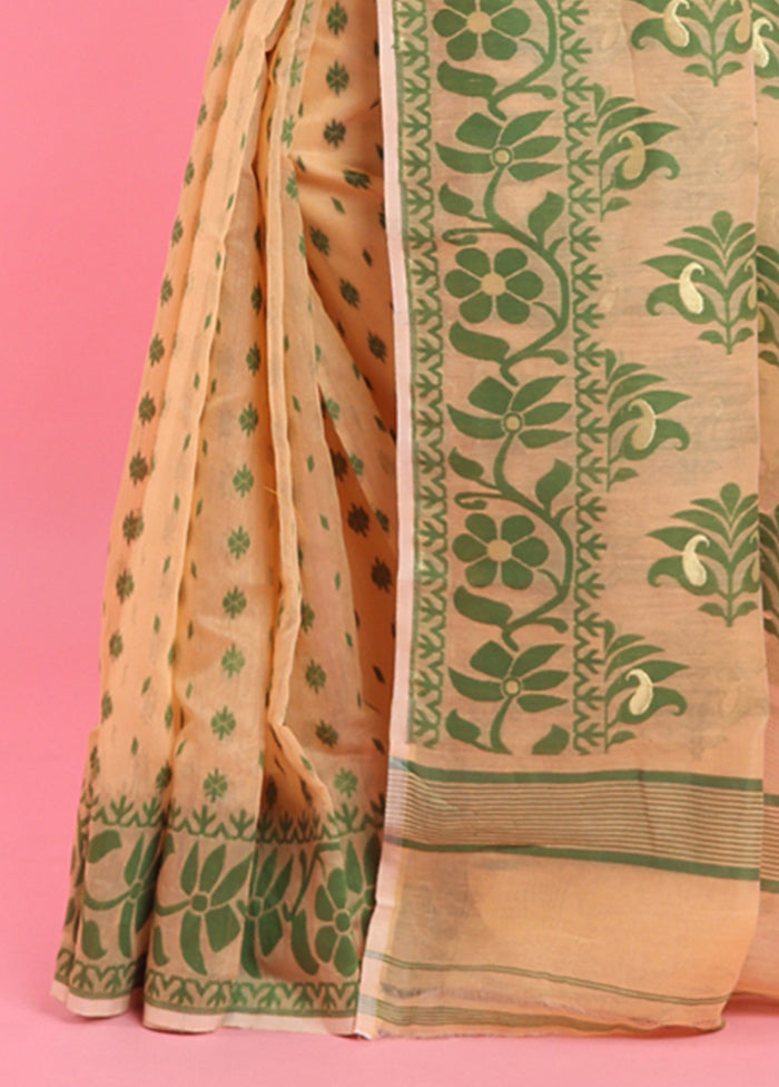 Cream Cotton Woven Work Saree Without Blouse Piece Cheap Sale Purchase