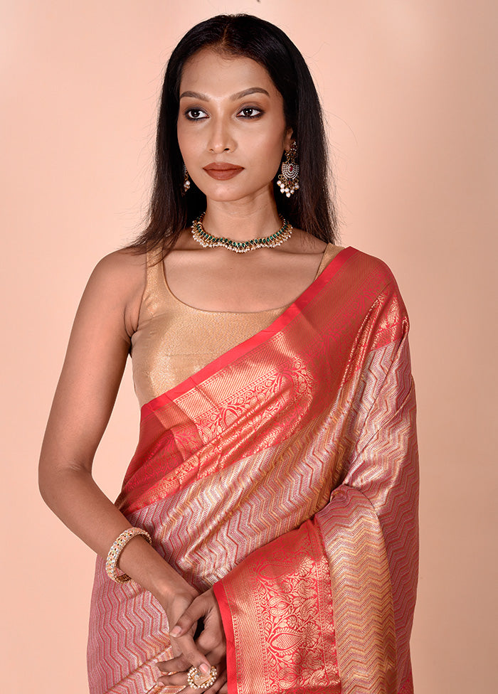 Pink Dupion Silk Saree With Blouse Piece Free Shipping Pick A Best