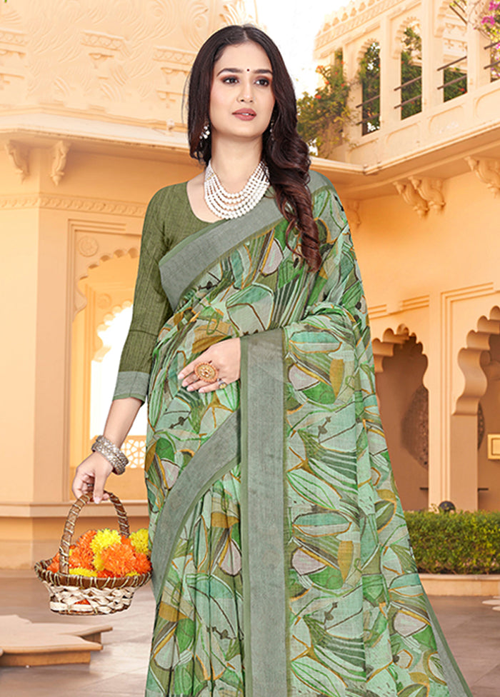 Multicolor Linen Silk Saree With Blouse Piece Find Great Online