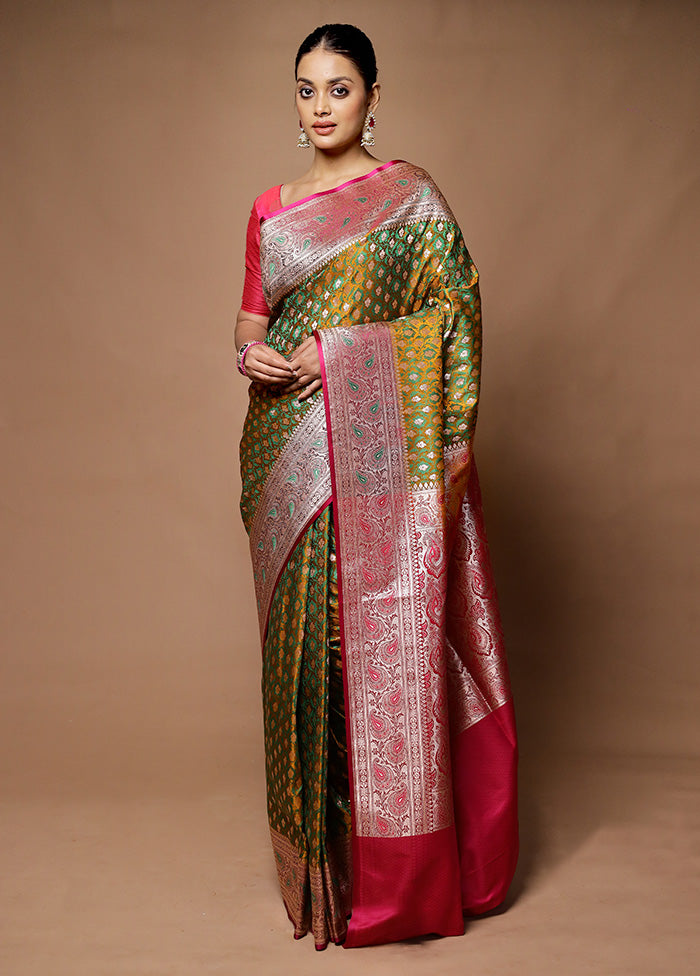 Green Tanchoi Silk Saree With Blouse Piece Free Shipping View