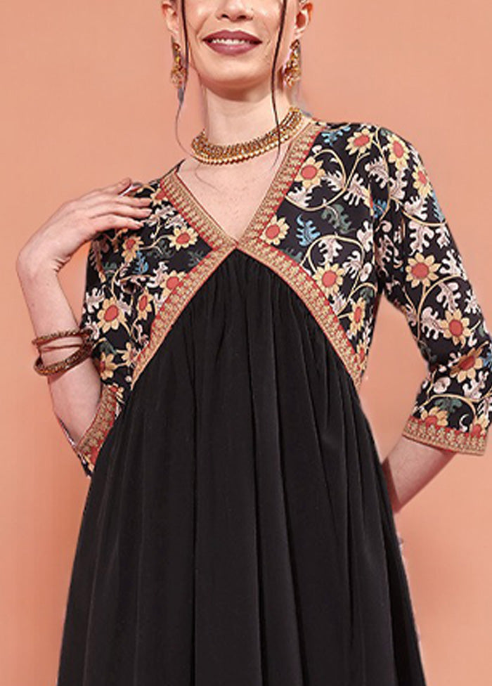 Black Readymade Silk Indian Dress For Cheap