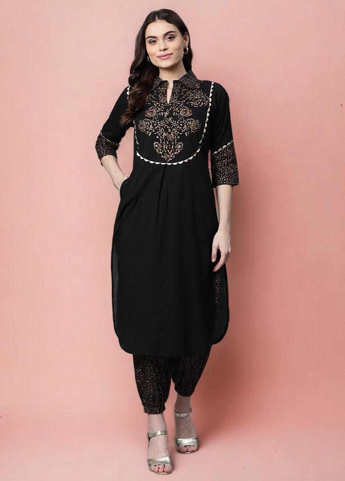 2 Pc Black Pure Readymade Cotton Kurti Set Outlet Geniue Stockist