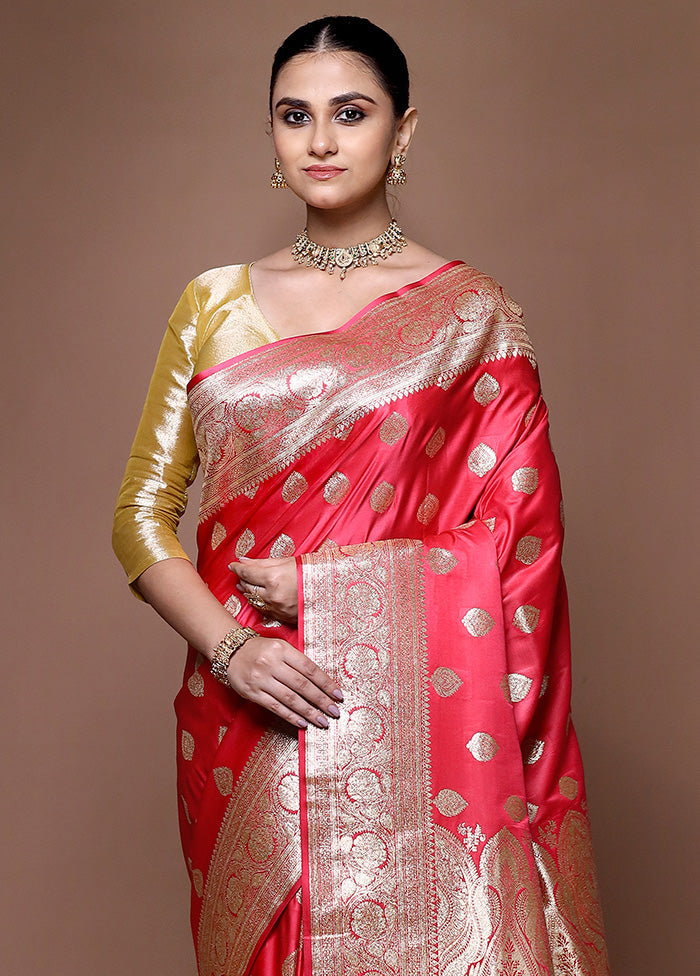 Red Banarasi Silk Saree With Blouse Piece Free Shipping Purchase