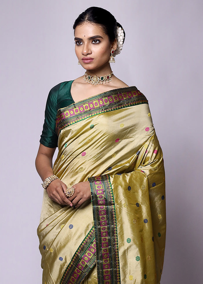 Green Handloom Assam Pure Silk Saree With Blouse Piece Cheap Sale Collections