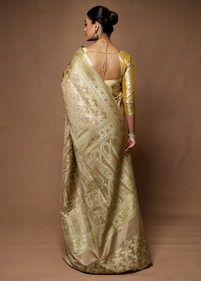 Cream Handloom Tanchoi Pure Silk Saree With Blouse Piece Cheap Sale Latest Collections