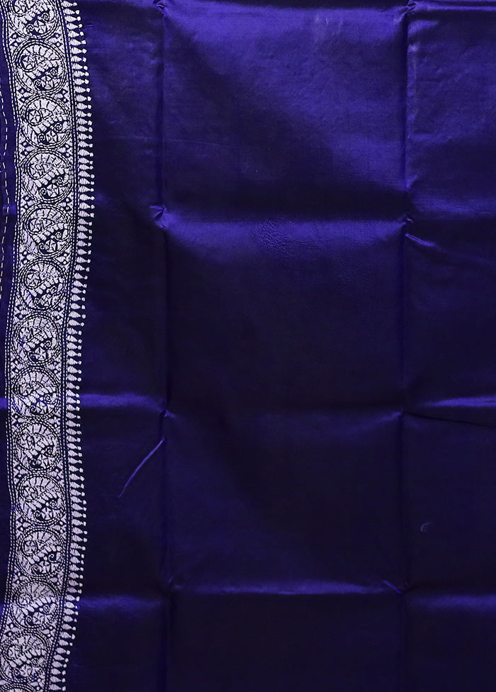 Blue Handloom Kantha Stitch Pure Silk Saree With Blouse Piece Low Pice Fee Shipping Cheap Online