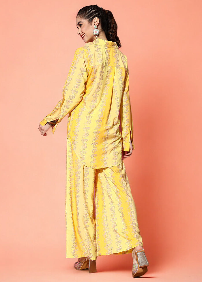 2 Pc Yellow Readymade Rayon Shirt Set With Credit Card Cheap Pice