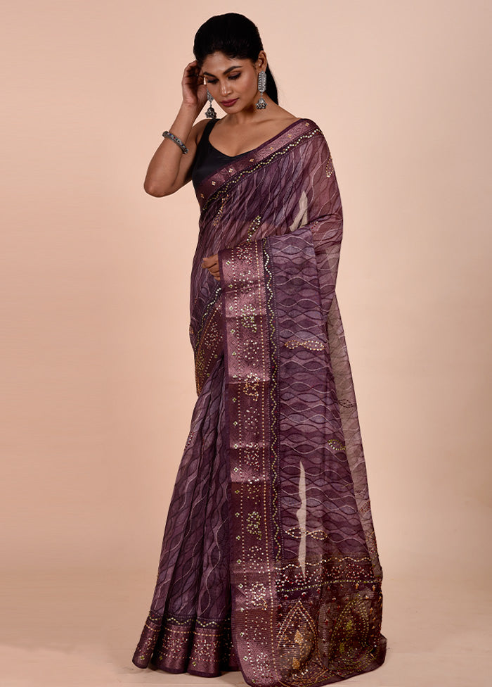 Purple Tussar Silk Saree With Blouse Piece Buy Cheap Cost