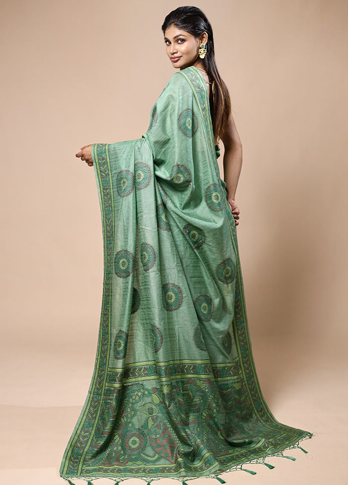 Green Dupion Silk Saree With Blouse Piece Hot Sale Cheap Pice