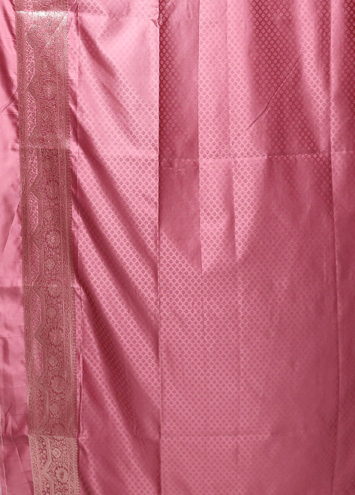 Pink Banarasi Silk Saree With Blouse Piece Clearance Store For Sale