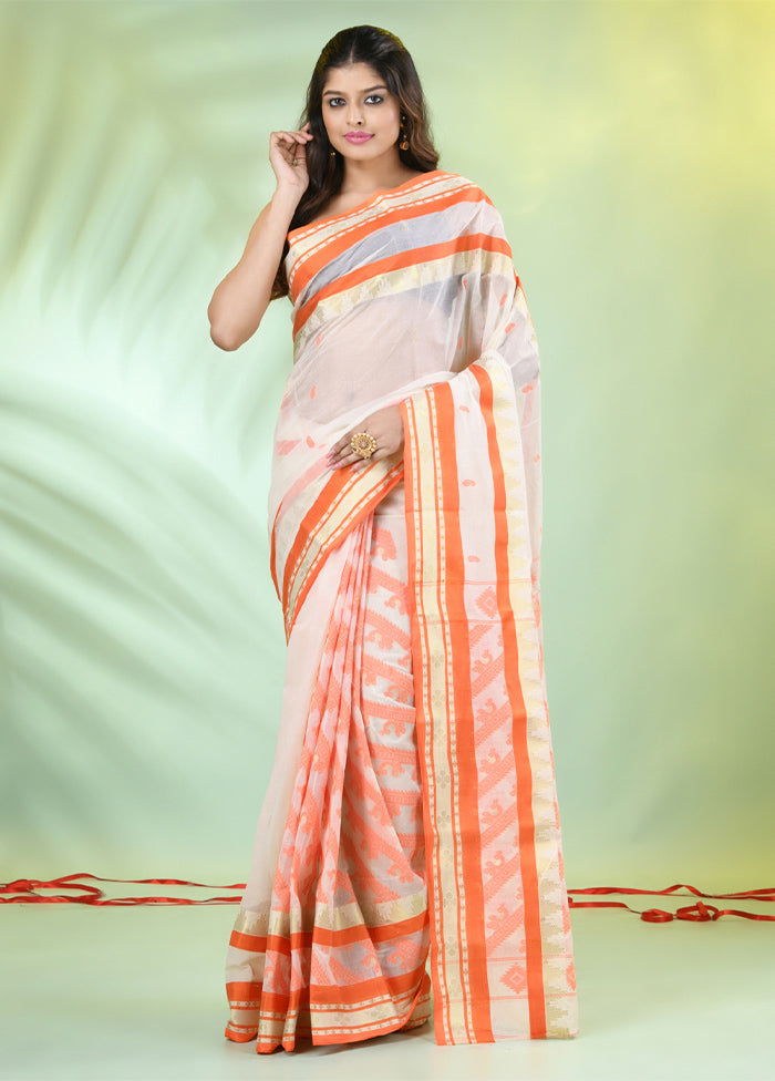 Off White Pure Cotton Paisley Woven Saree Without Blouse Piece Free Shipping For Nice