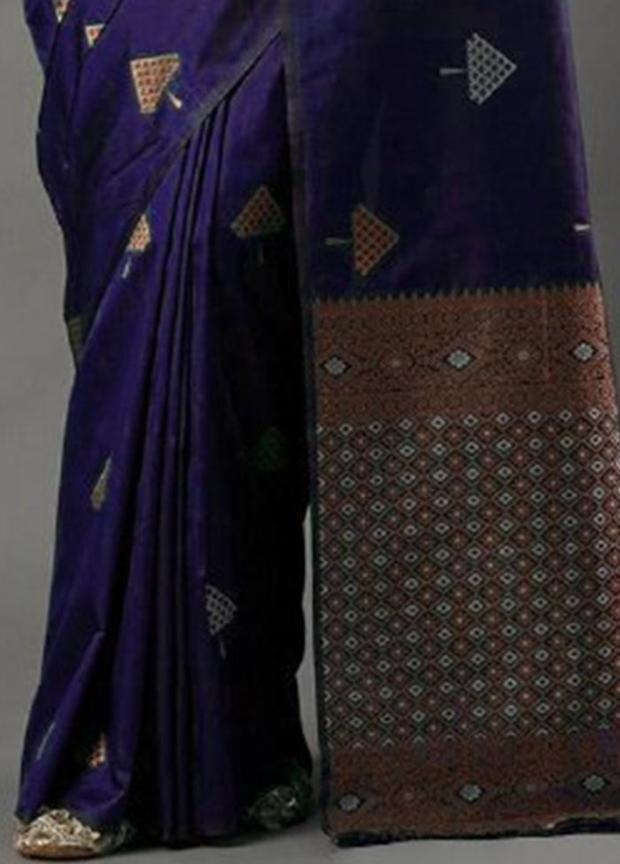 Purple Banarasi Silk Saree With Blouse Piece Buy Cheap Comfortable