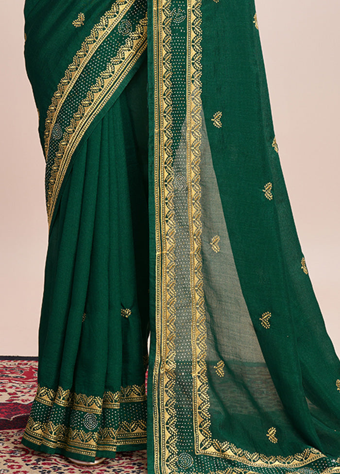 Green Spun Silk Saree With Blouse Piece Geniue Stockist Online