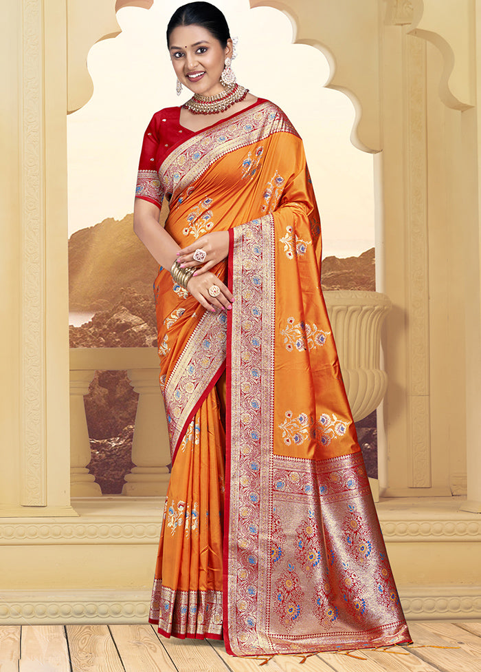 Multicolor Dupion Silk Saree With Blouse Piece Latest Sale Online