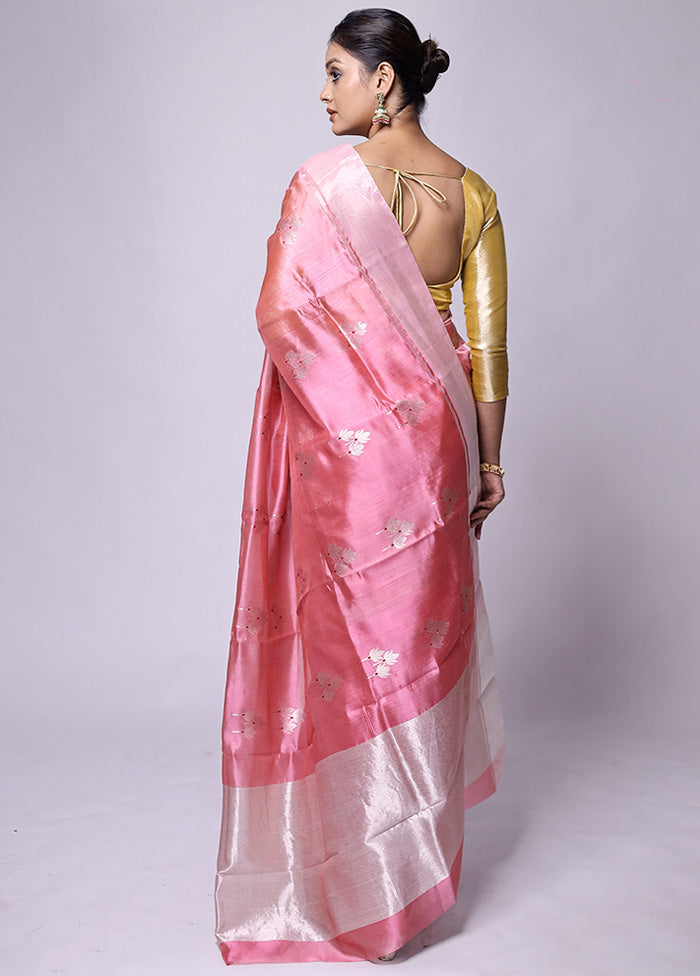 Pink Handloom Chanderi Pure Cotton Saree With Blouse Piece Cheap Buy