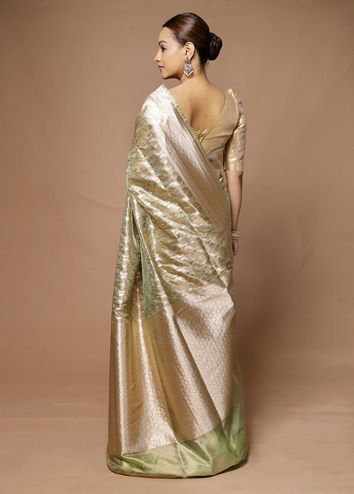 Green Tissue Silk Saree With Blouse Piece Cheap Sale Manchester Great Sale