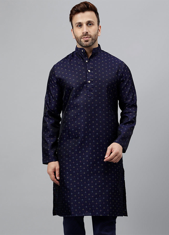 Blue Viscose Jacquard Long Kurta Sale Top Quality