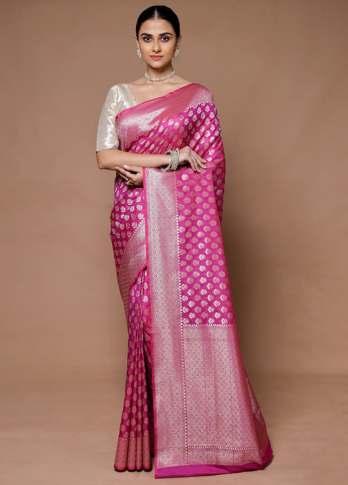 Pink Uppada Silk Saree With Blouse Piece Cheap Pice