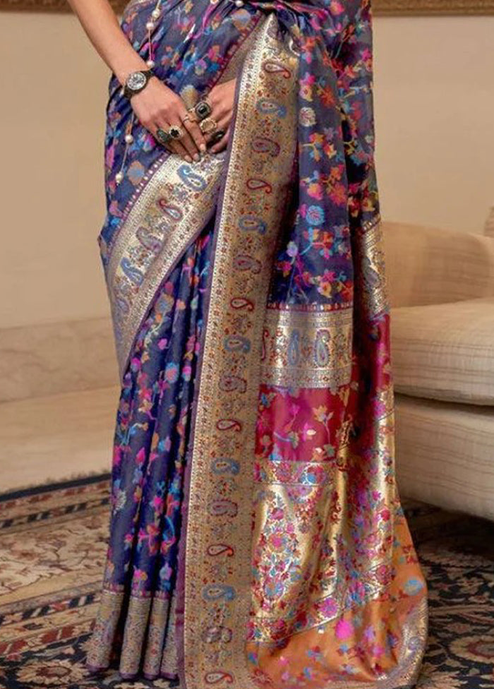 Multicolor Banarasi Silk Saree With Blouse Piece Shop Offer