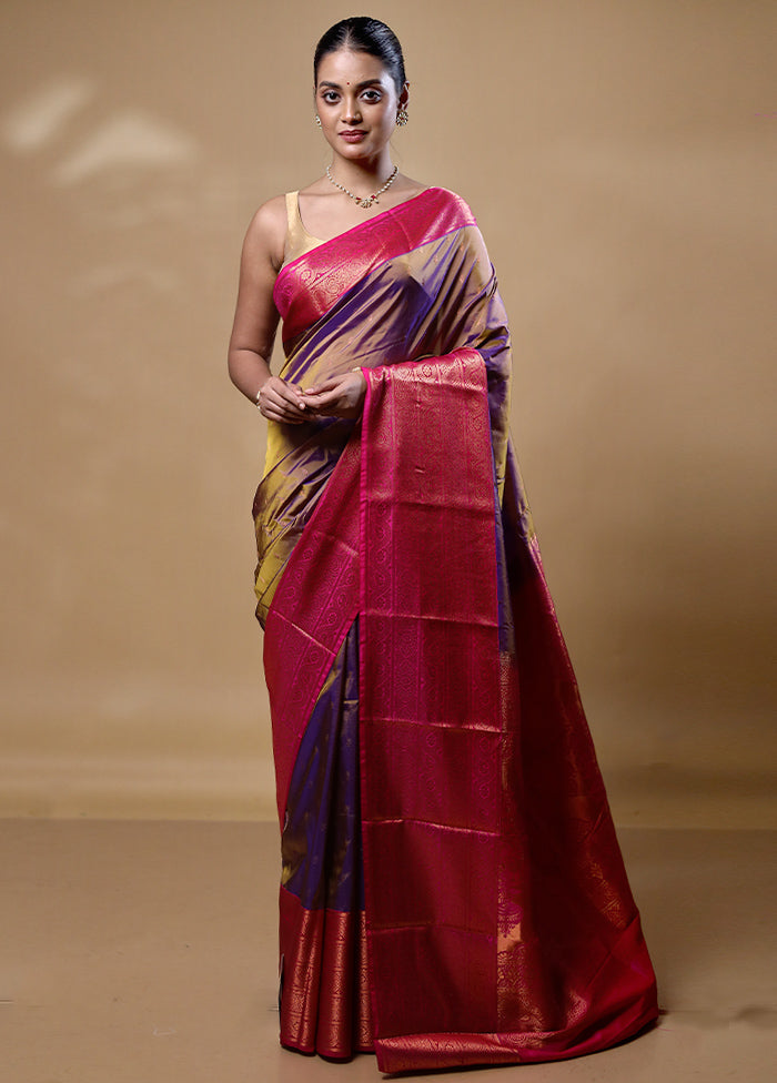 Pink Kanjivaram Silk Saree With Blouse Piece Free Shipping For Sale