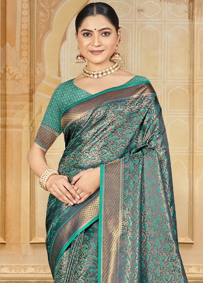 Sea Green Spun Silk Saree With Blouse Piece Order