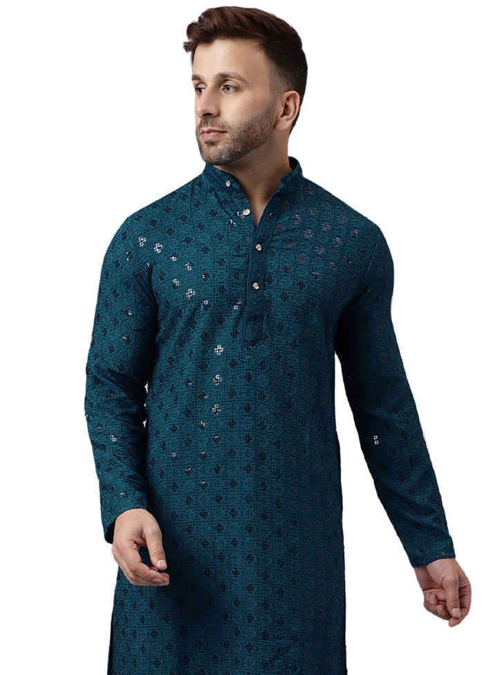 Green Silk Embroidered Kurta Cheap Sale Newest