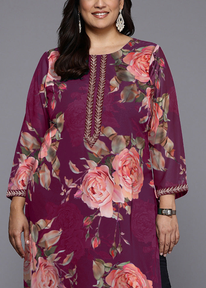 Purple Readymade Georgette Kurti Discount Authentic