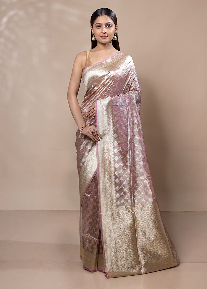 Pink Tissue Silk Saree With Blouse Piece Sale Cheap Online