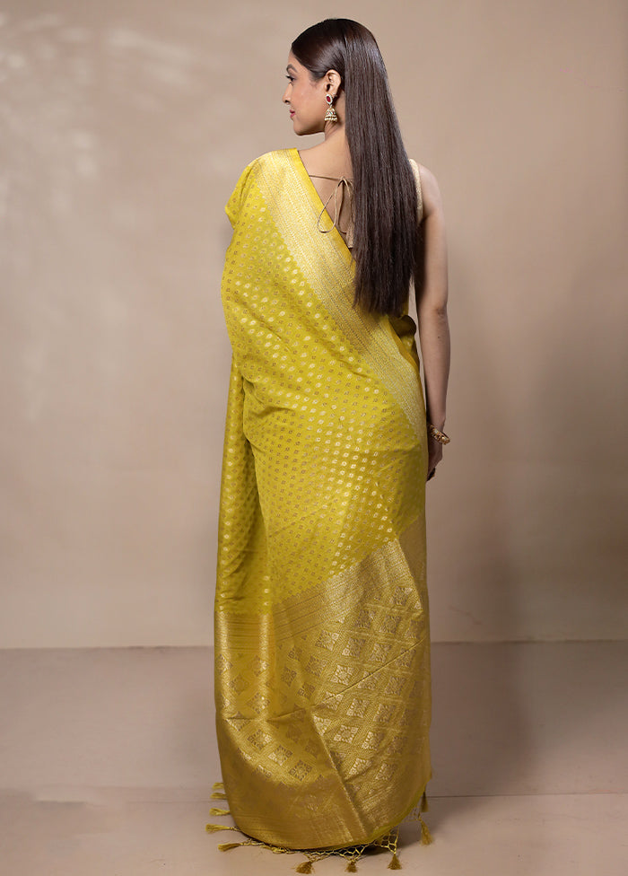 Yellow Dupion Silk Saree With Blouse Piece Websites Cheap Pice