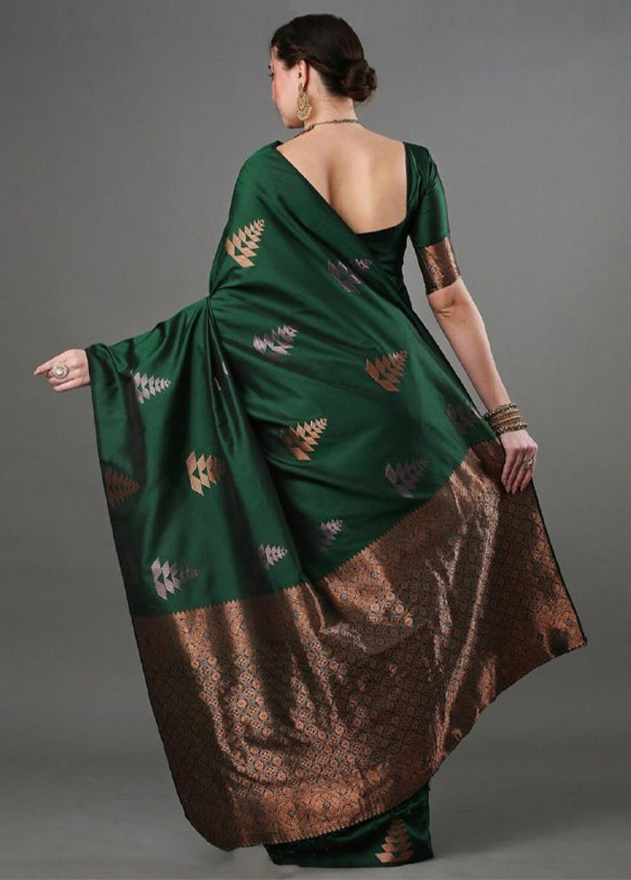 Green Banarasi Silk Saree With Blouse Piece Latest Cheap Online