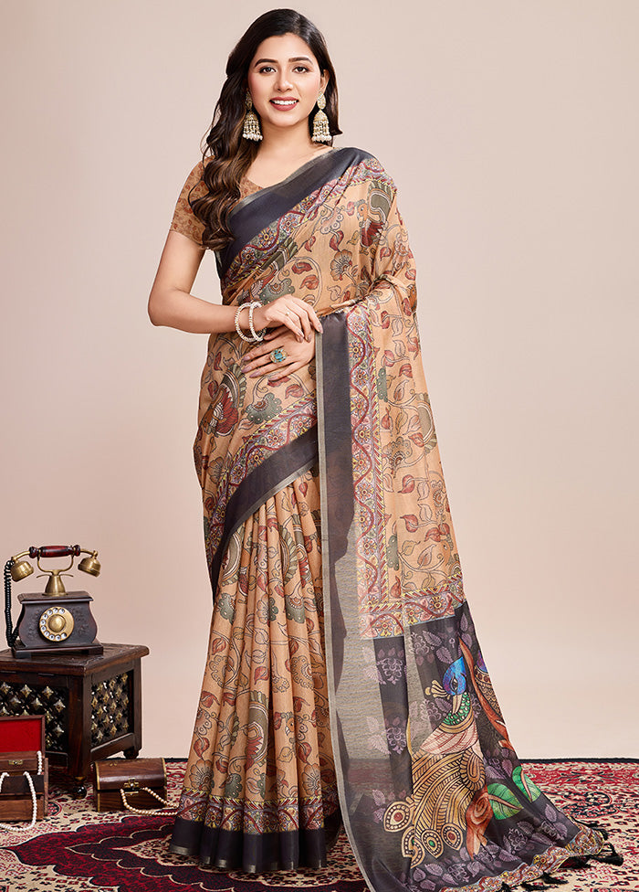 Multicolor Linen Silk Saree With Blouse Piece Outlet Order