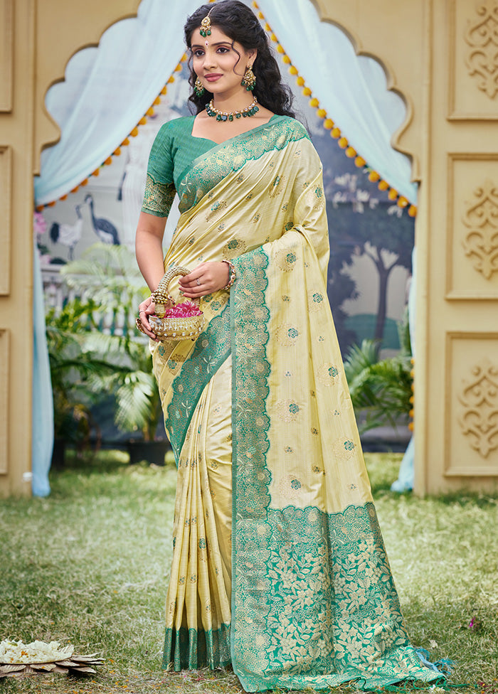 Cream Spun Silk Saree With Blouse Piece Clearance Fashionable