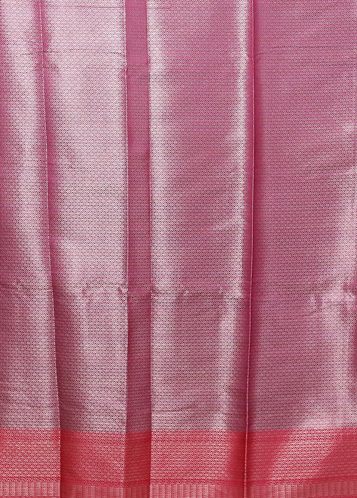 Pink Kora Silk Saree With Blouse Piece Clearance 2025 Unisex