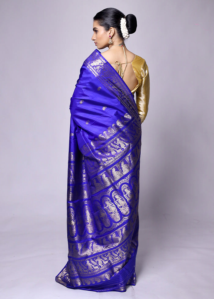 Blue Handloom Baluchari Pure Silk Saree With Blouse Piece Latest Collections Sale Online